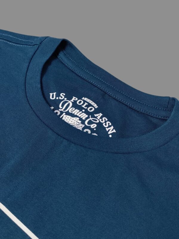 Men Graphic Print Round Neck Cotton Blend Blue T-Shirt - Image 3