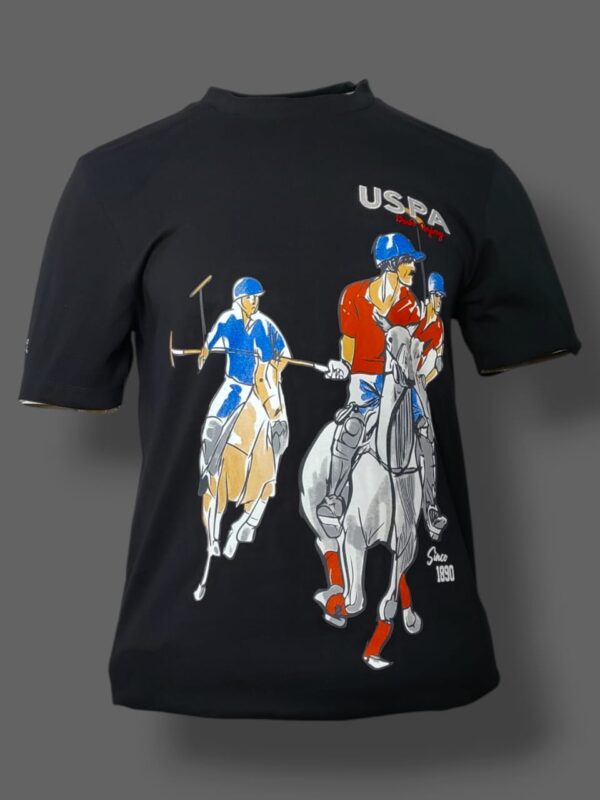 Men Graphic Print Round Neck Cotton Blend Blue T-Shirt