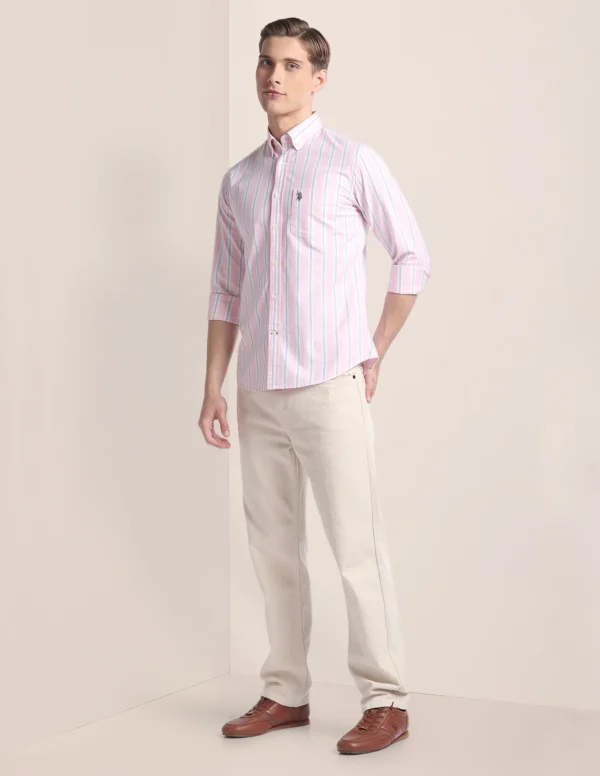 Vertical Stripe Oxford Shirt - Image 7