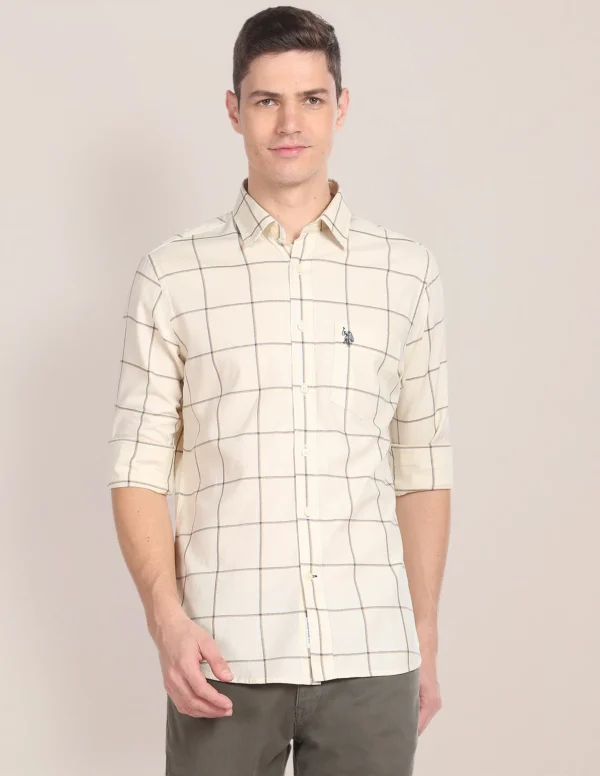 Cotton Twill Windowpane Shirt - Image 2