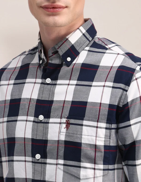 Tartan Check Oxford Cotton Shirt - Image 3